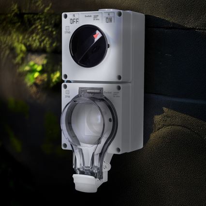 Kontaktligzda mitrai videi ar slēdzi, 230 V/16 A, IP66