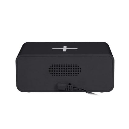 Digitālais pulkstenis ar Qi bezvadu lādētāju 230V/CR2032 melns