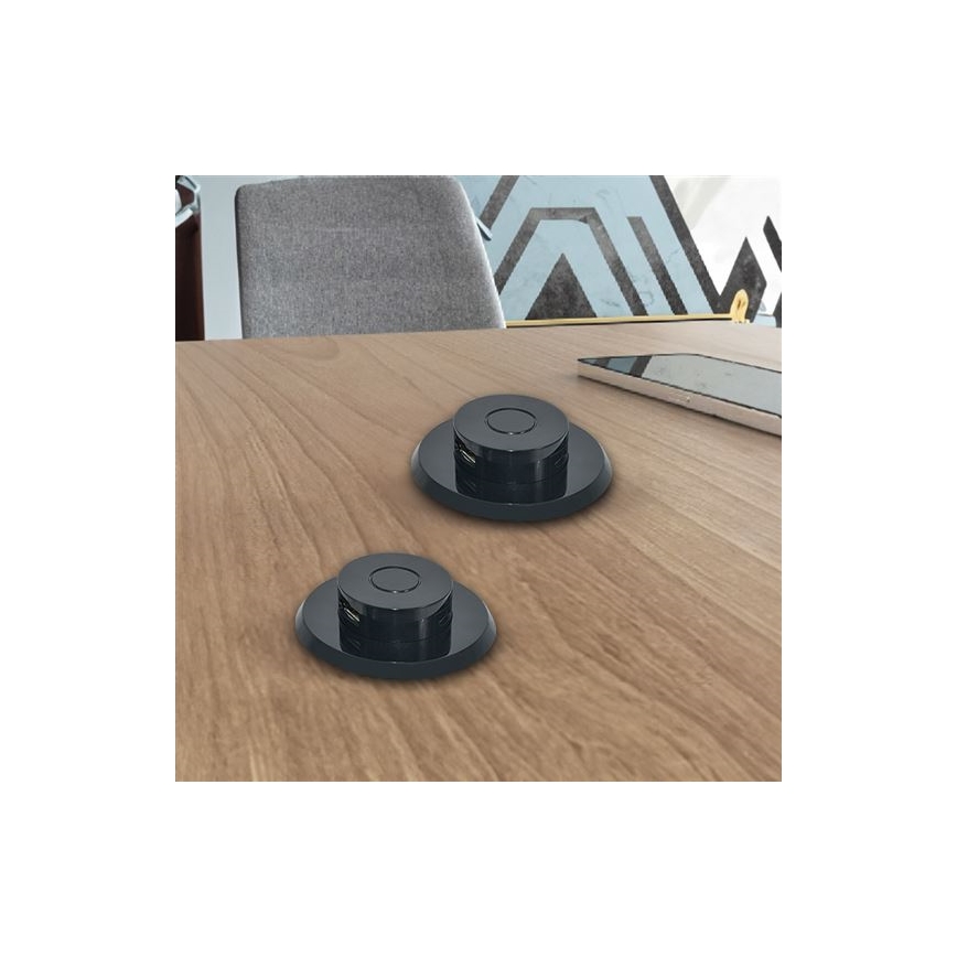Iebūvējams USB lādētājs USB A+C melna
