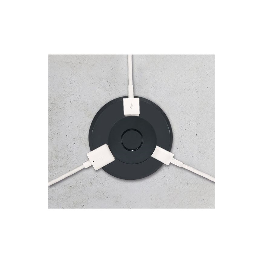Iebūvējams USB lādētājs USB A+C melna