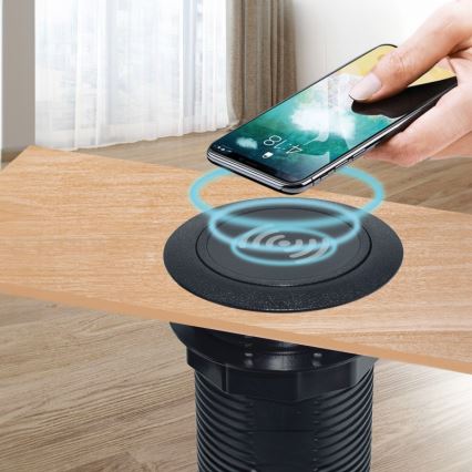 Iebūvējams bezvadu lādētājs + USB A+C melna