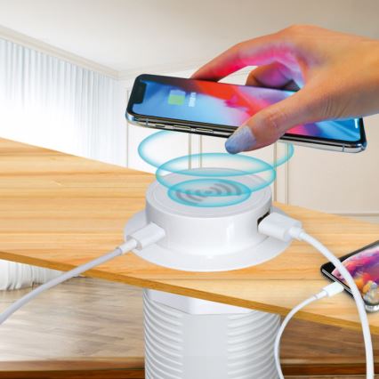 Iebūvējams bezvadu lādētājs + USB A+C balta