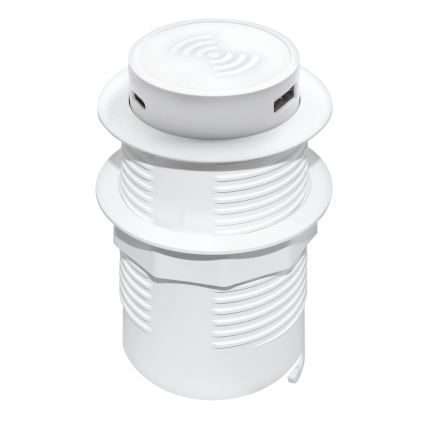 Iebūvējams bezvadu lādētājs + USB A+C balta
