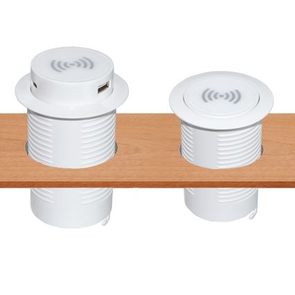 Iebūvējams bezvadu lādētājs + USB A+C balta