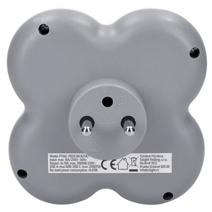 Strāvas sadalītājs 3x 16 A ar USB-A un USB-C 20 W ātrlādētāju