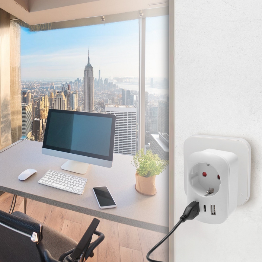 Ceļojumu adapteris ASV 230V 2x USB-A + 1x USB-C