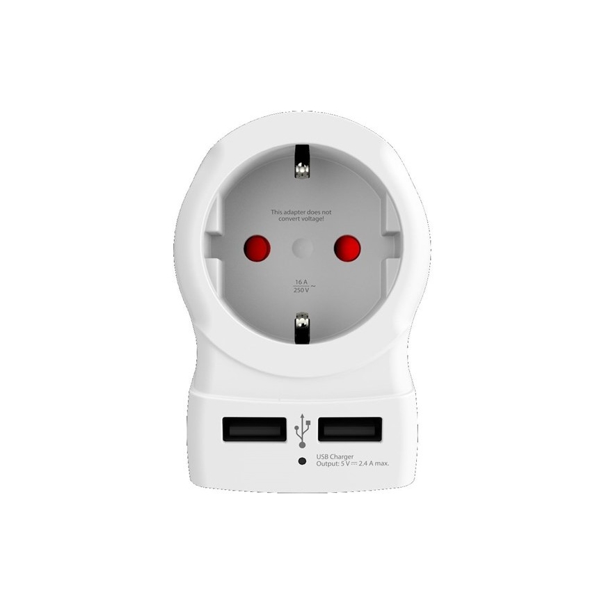 Ceļojuma adapteris Lielbritānijai 230V + 2x USB ports
