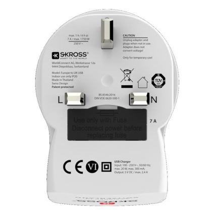 Ceļojuma adapteris Lielbritānijai 230V + 2x USB ports