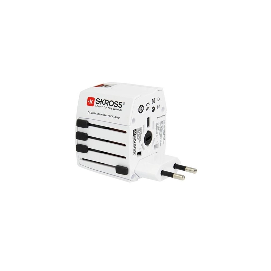 Starptautiskais ceļojumu adapteris 230V + 2x USB ports