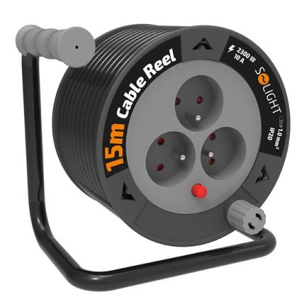 Pagarinājuma kabelis uz spoles, 3 ligzdas, 12 m