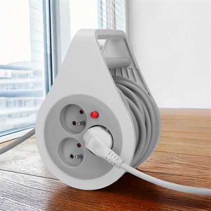 Pagarinājuma kabelis uz spoles, 3 kontaktligzdas, 10 m