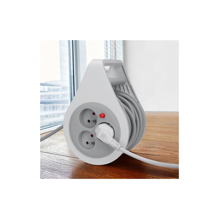 Pagarinājuma kabelis ar spoli, 3 kontaktligzdas, 10 m