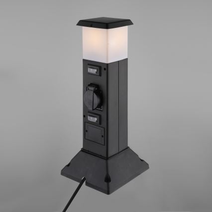 Āra lampa ar 2 kontaktligzdām 1xE14/15W/230V IP44 melna