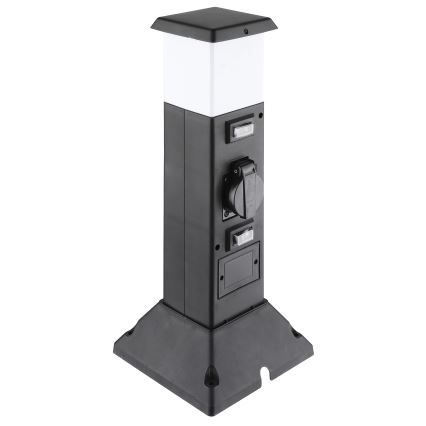Āra lampa ar 2 kontaktligzdām 1xE14/15W/230V IP44 melna