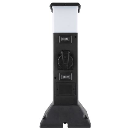 Āra lampa ar 2 kontaktligzdām 1xE14/15W/230V IP44 melna