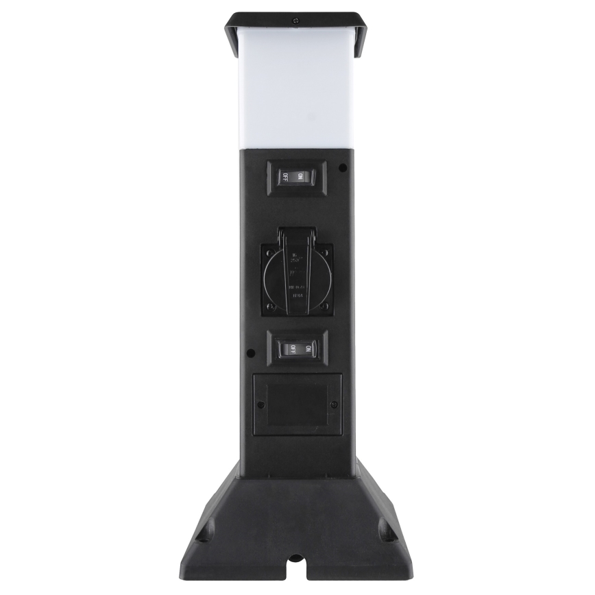 Āra lampa ar 2 kontaktligzdām 1xE14/15W/230V IP44 melna