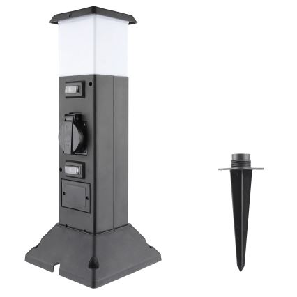 Āra lampa ar 2 kontaktligzdām 1xE14/15W/230V IP44 melna