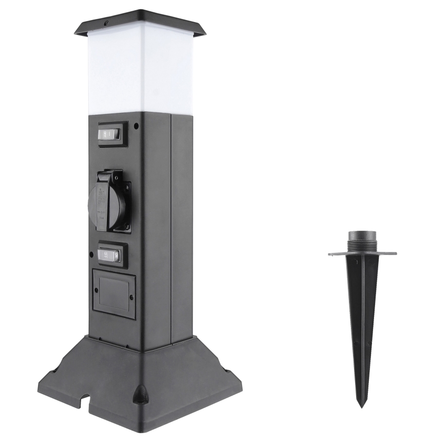 Āra lampa ar 2 kontaktligzdām 1xE14/15W/230V IP44 melna