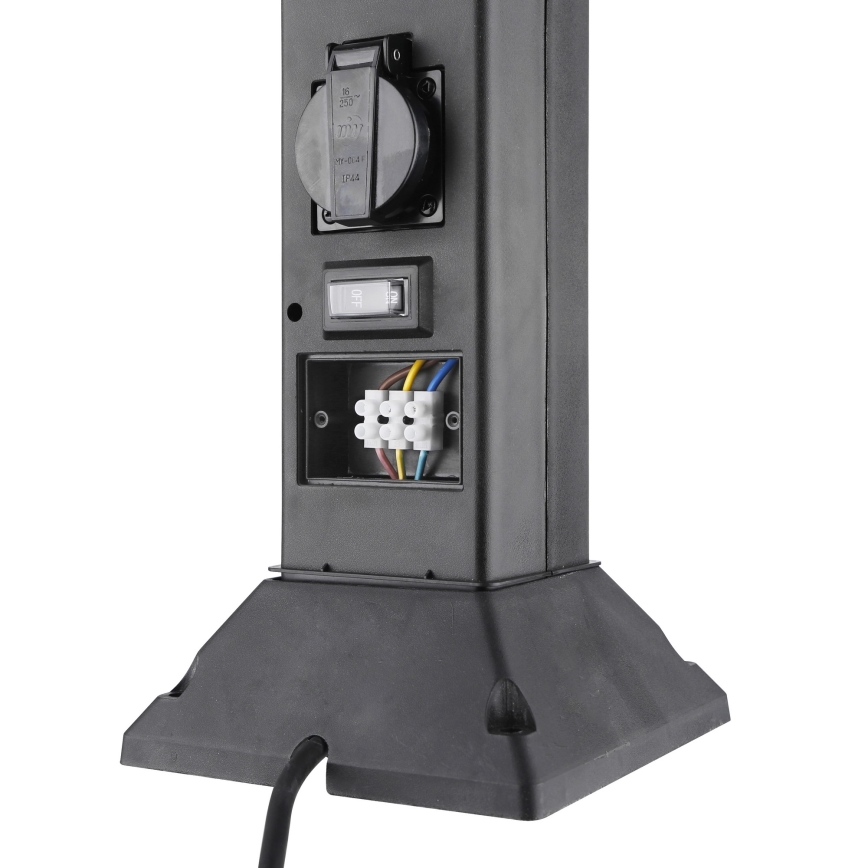 Āra lampa ar 2 kontaktligzdām 1xE14/15W/230V IP44 melna