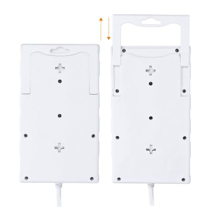 Pagarināšanas kabelis ar slēdzi 8Z E tips + 1xUSB-A + 1xUSB-C 2m balts