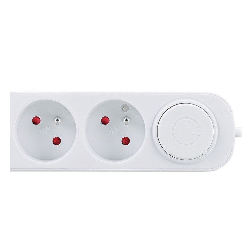 Pagarinājuma kabelis ar slēdzi, 3 kontaktligzdām un USB A+C portiem, 3 m