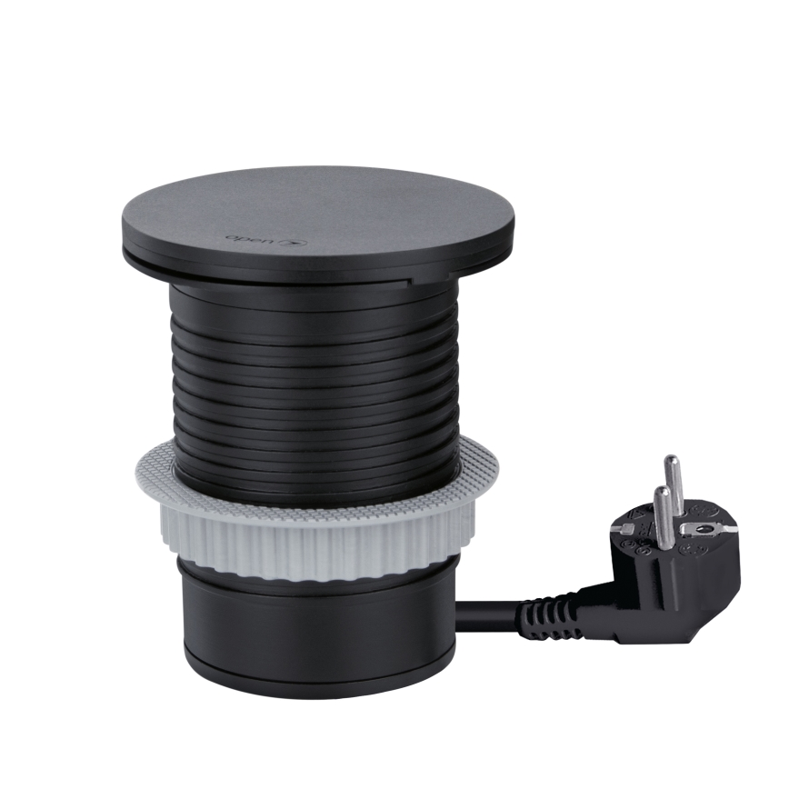 Iebūvējama kontaktligzda ar 10 W bezvadu uzlādi, 1x kontaktligzda + USB A+C, melna