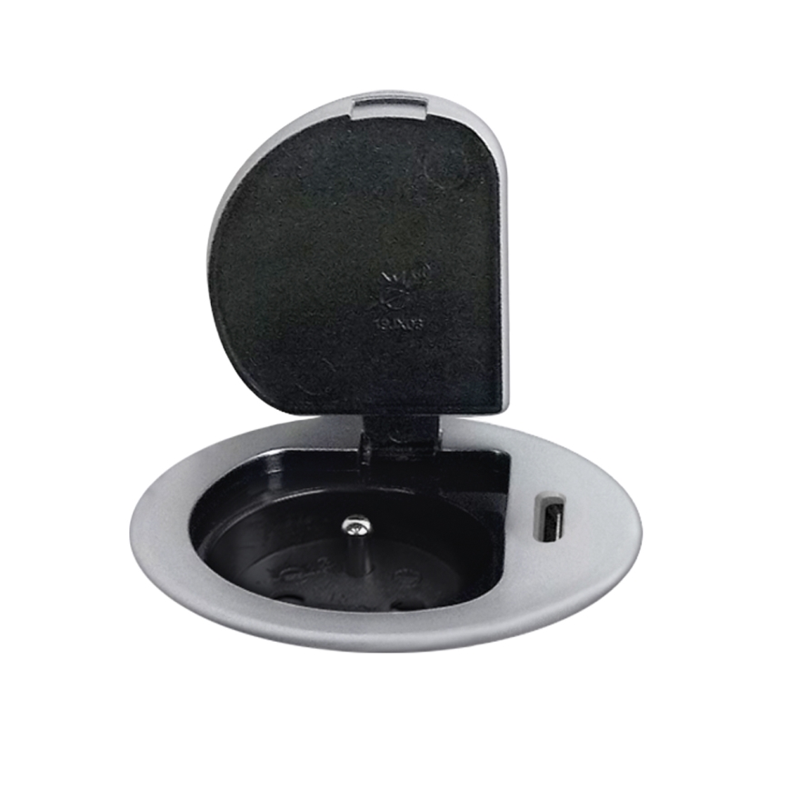 Kontaktligzda galda virsmai 1x230V + USB-C Power Delivery sudraba/melna