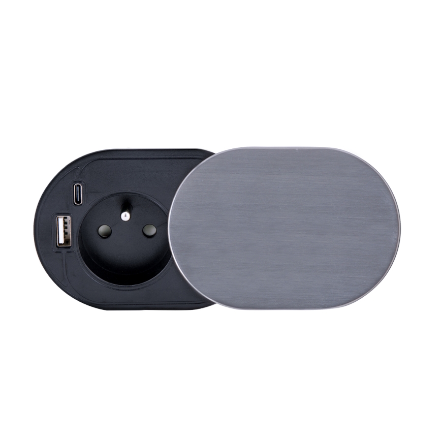 Iebūvējama kontaktligzda 1Z + USB A+C