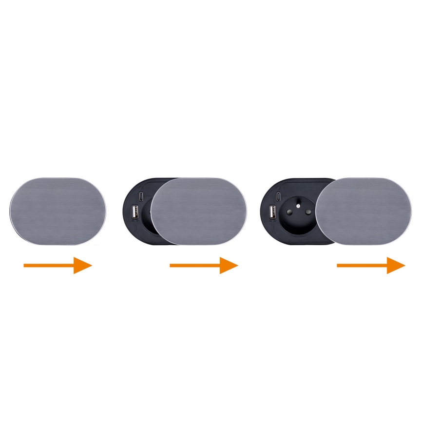 Iebūvējama kontaktligzda 1Z + USB A+C
