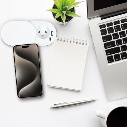 Iebūvējama kontaktligzda 20W, 1x kontaktligzda + USB A+C, balta
