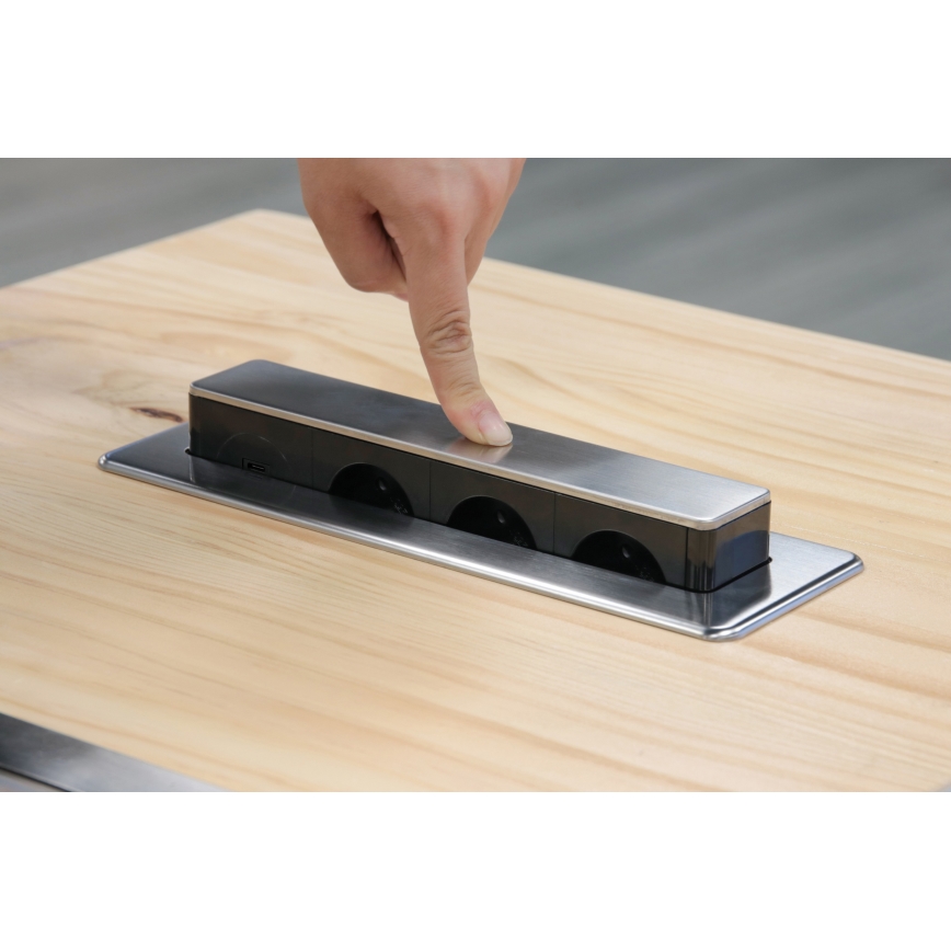 Kontaktligzda galda virsmai 3x230V + USB-A + USB-C