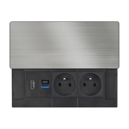 Iebūvējama rozete 20W, 2 kontaktligzdas + USB-A + USB-C + HDMI