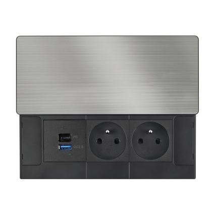 Iebūvējama 65W kontaktligzda ar 2 ligzdām + USB-A + USB-C