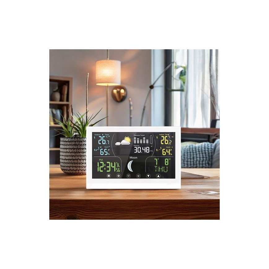 Laika stacija ar krāsainu displeju 5V/2xAAA balta