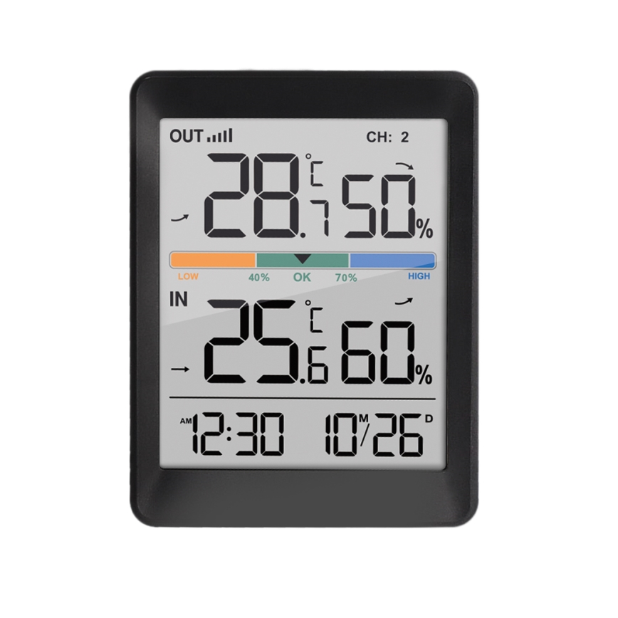 Meteostacija ar modinātāja pulkstenis 2xAAA melna