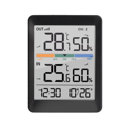 Meteostacija ar modinātāju 2xAAA + 2xAAA melna