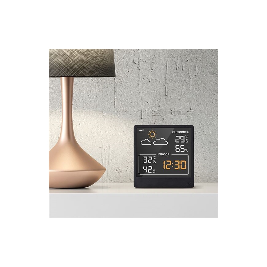 Digitālais termometrs 5V/2xAAA + 2xAAA, melns