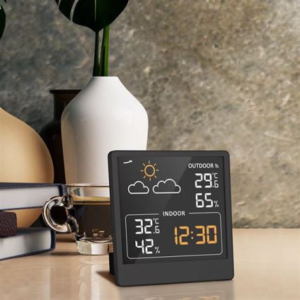 Digitālais termometrs 5V/2xAAA + 2xAAA, melns