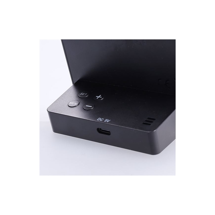 Digitālais termometrs 5V/2xAAA + 2xAAA, melns