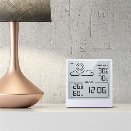 Digitālais termometrs 5V/2xAAA + 2xAAA balts