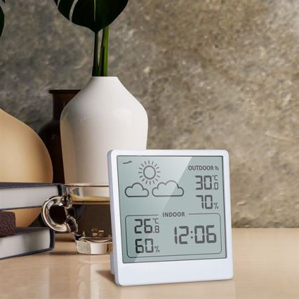 Digitālais termometrs 5V/2xAAA + 2xAAA balts