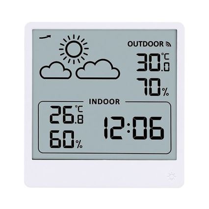 Digitālais termometrs 5V/2xAAA + 2xAAA balts