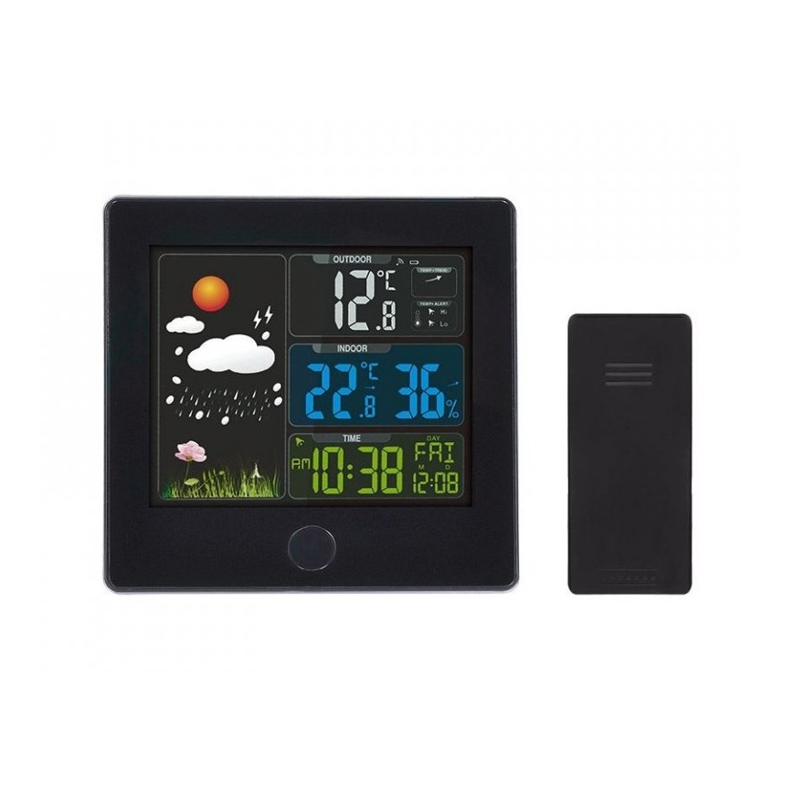 Meteoroloģiskā stacija ar LCD displeju 230V melna