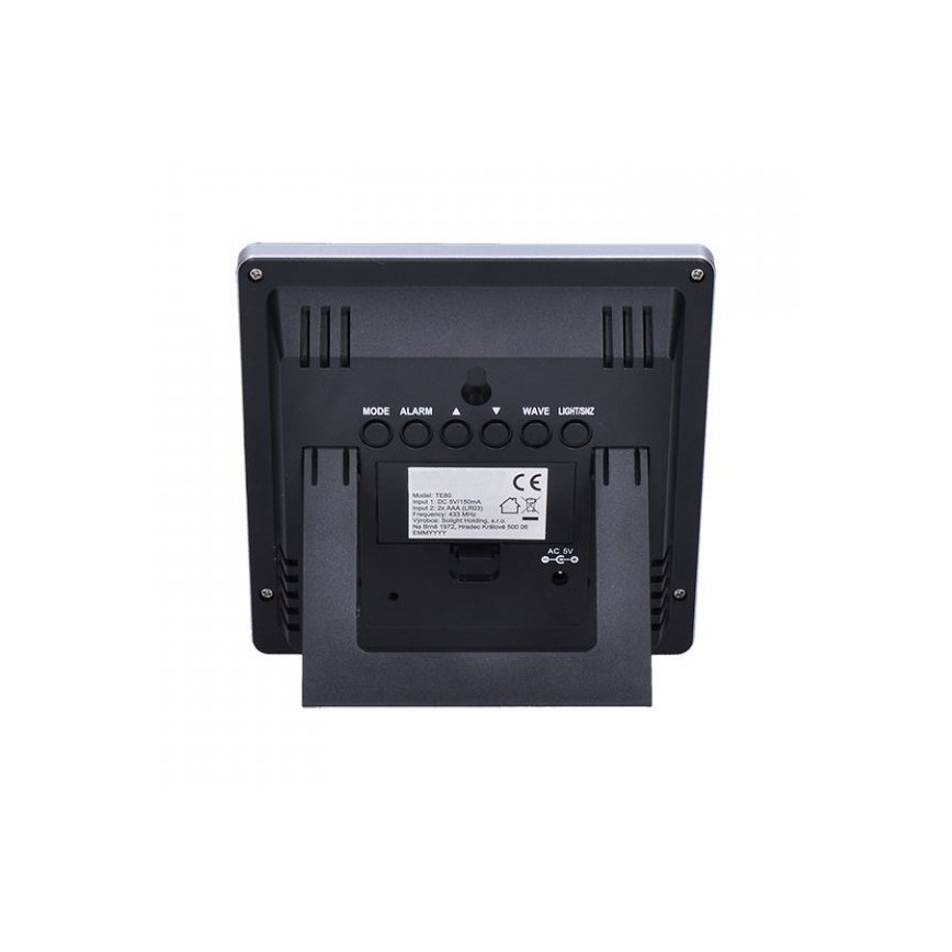 Meteostacija ar LCD ekrānu 230V/2xAAA + 2xAAA melna