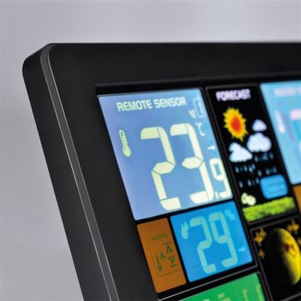 Meteostacija ar LCD ekrānu USB 5V/2xAAA + 2xAAA lādētāju melna