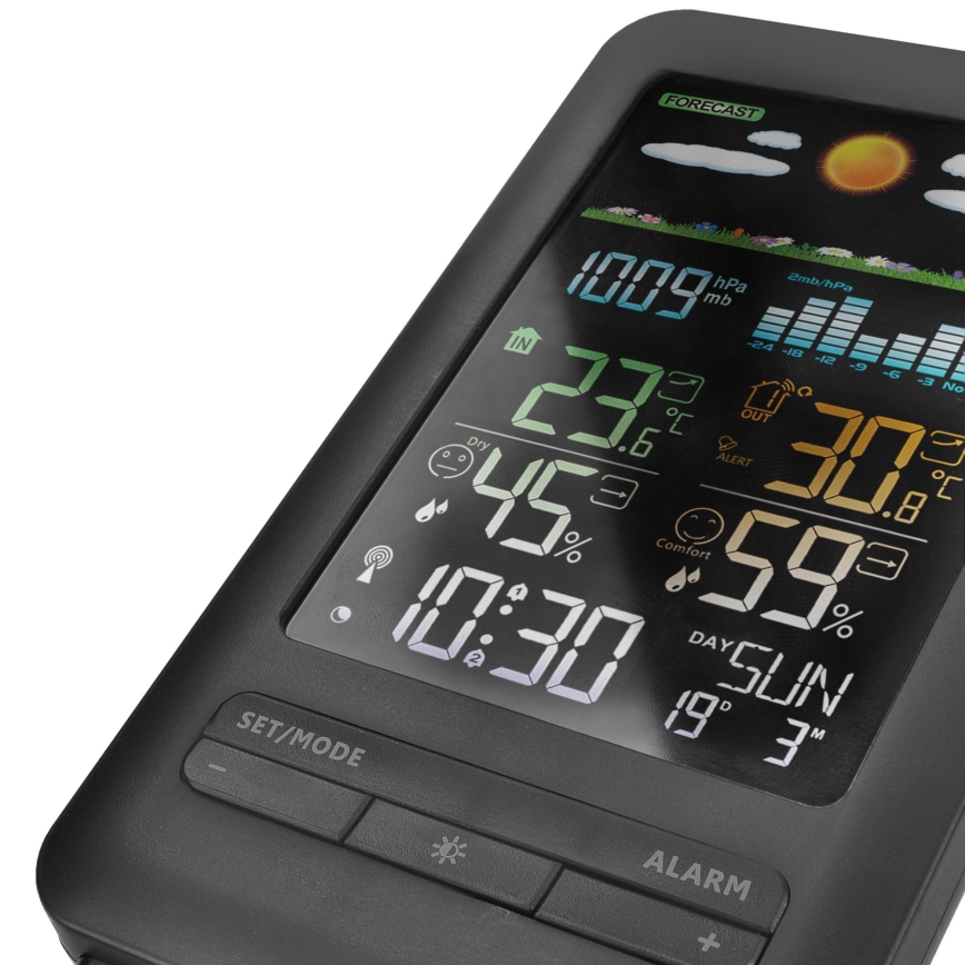 Meteostacija ar LCD ekrānu 2xAA melna