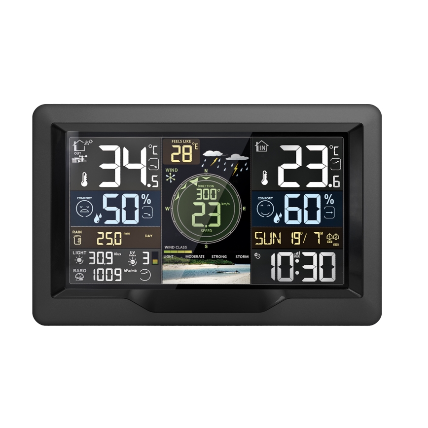 Profesionāla meteostacija ar krāsainu LCD displeju 5V/2xAA + 3xAA + 2xAA Wi-Fi Tuya