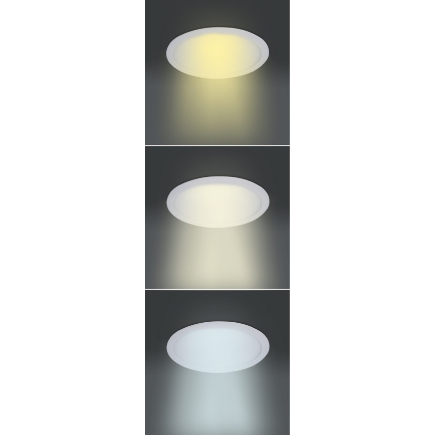 LED panelis, 12 W, 230 V, 3000/4000/6000 K (regulējama krāsu temperatūra), Ø 17 cm, balts