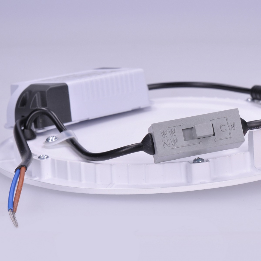 LED panelis, 12 W, 230 V, 3000/4000/6000 K (regulējama krāsu temperatūra), Ø 17 cm, balts