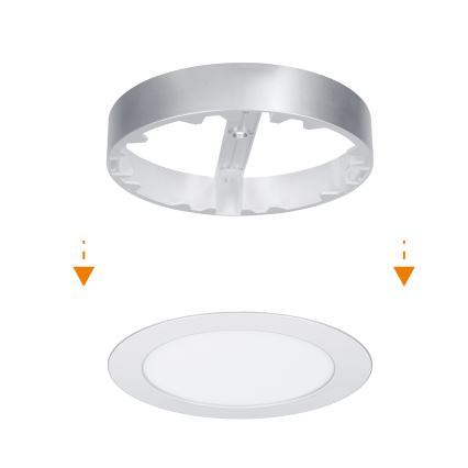 LED virsmas/iebūvējamais panelis 2in1 LED/12W/230V 3000/4000/6000K Ø17 cm IP54 sudraba